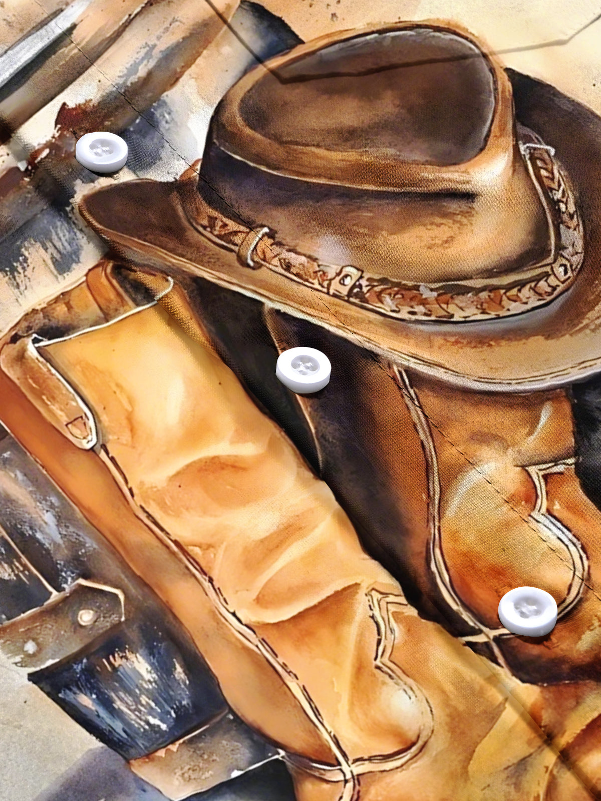 Western Cowboy Boots Print Men's Pocket Short Sleeve Shirts