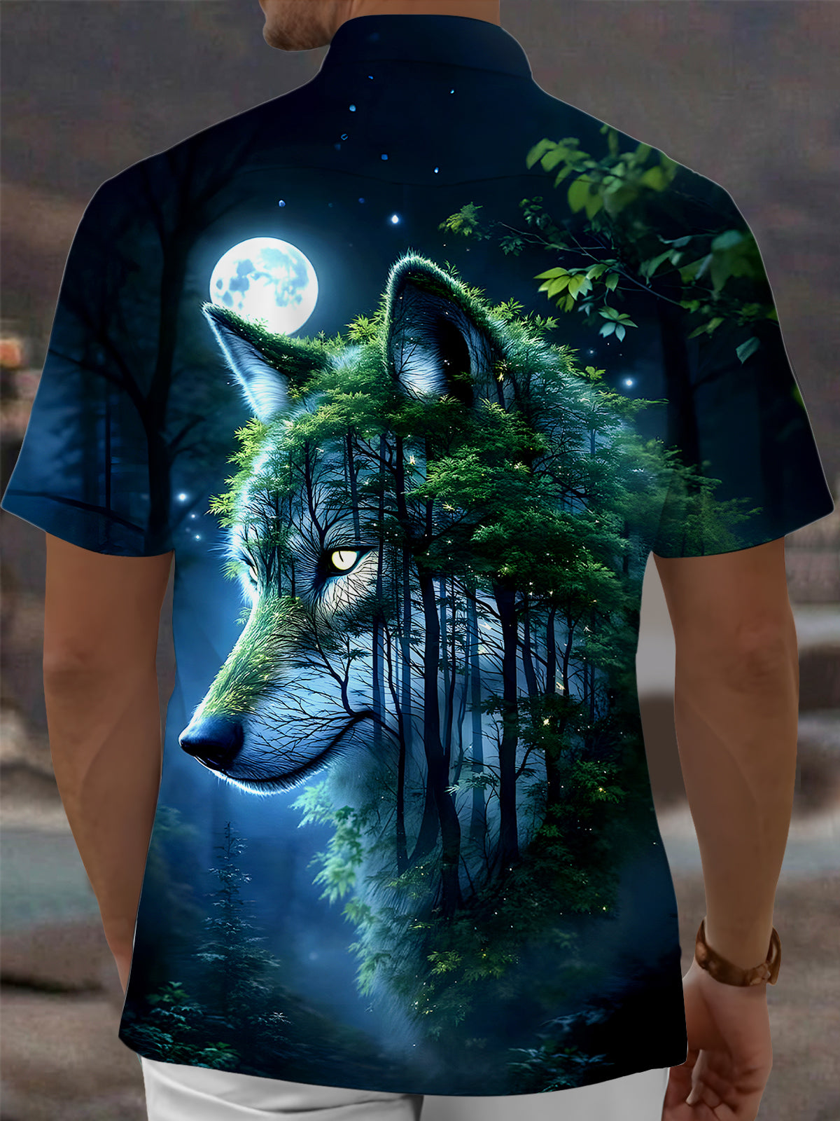 Wolf Men's Pocket Short Sleeve Shirts