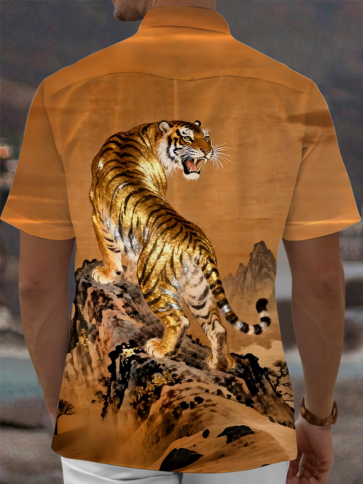 Tiger Men's Pocket Short Sleeve Shirts
