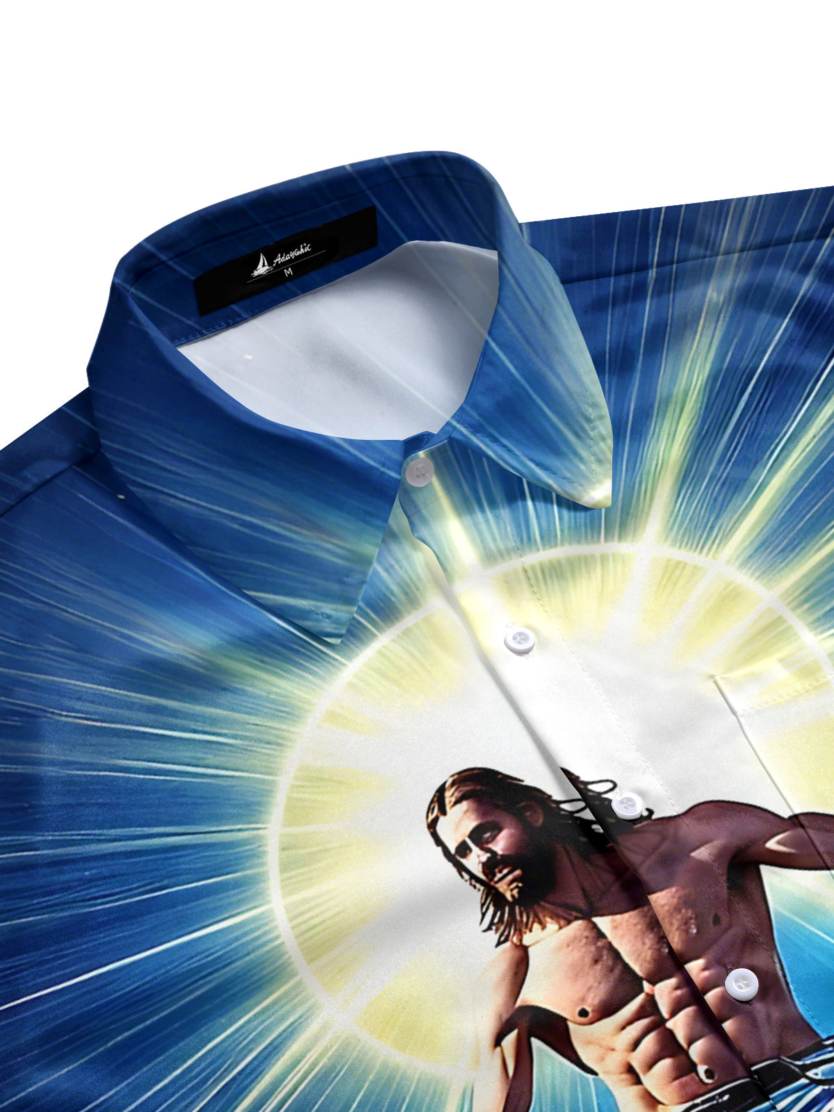 Jesus Bicycle Print Men's Pocket Short Sleeve Shirts