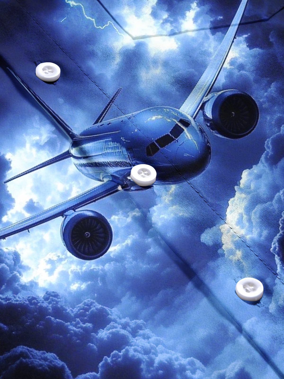 Airplane Print Men's Pocket Short Sleeve Shirts