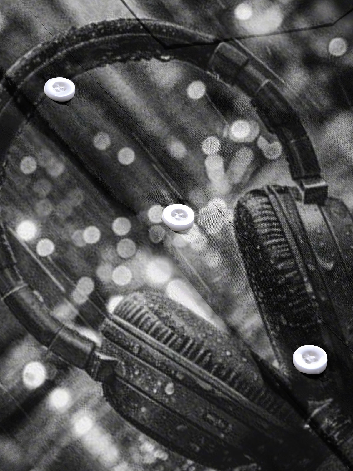 Earphone Print Men's Pocket Short Sleeve Shirts