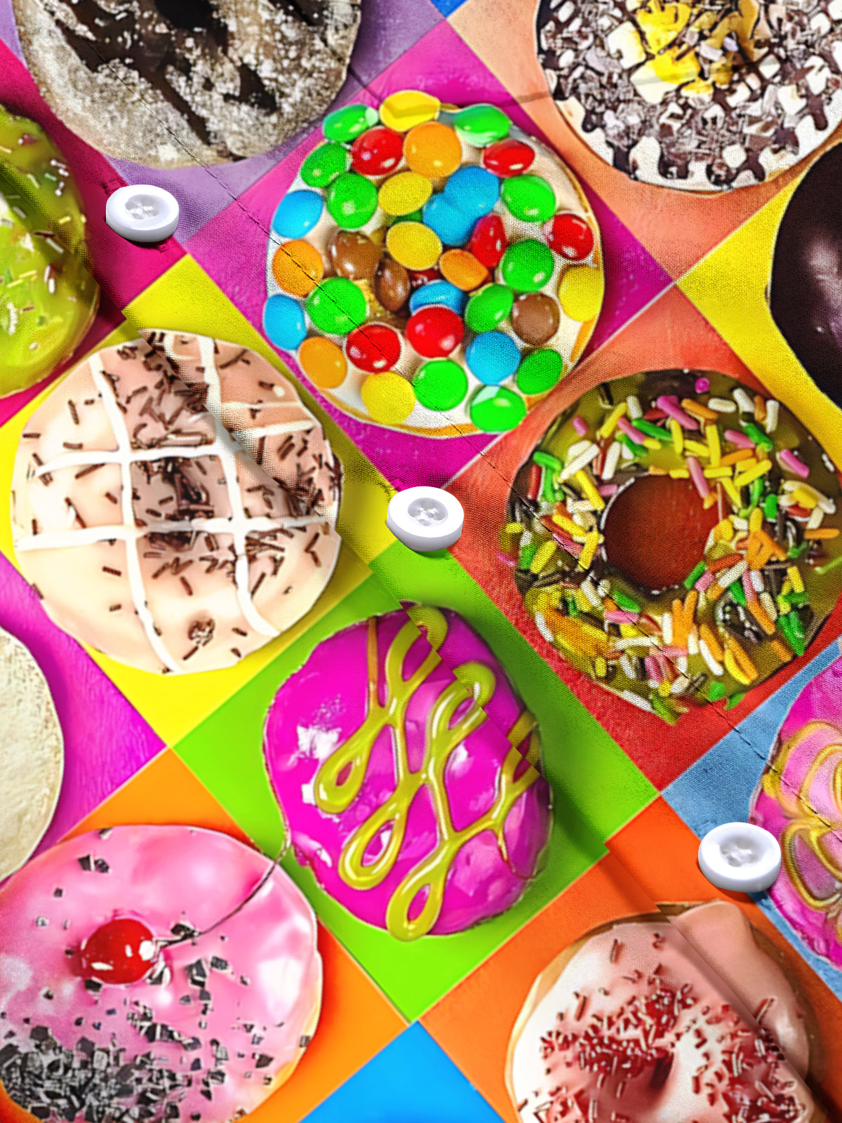 Donut Print Men's Pocket Short Sleeve Shirts