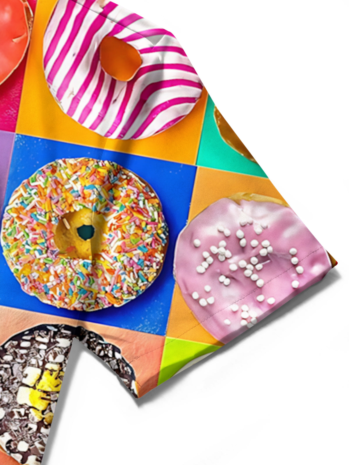 Donut Print Men's Pocket Short Sleeve Shirts