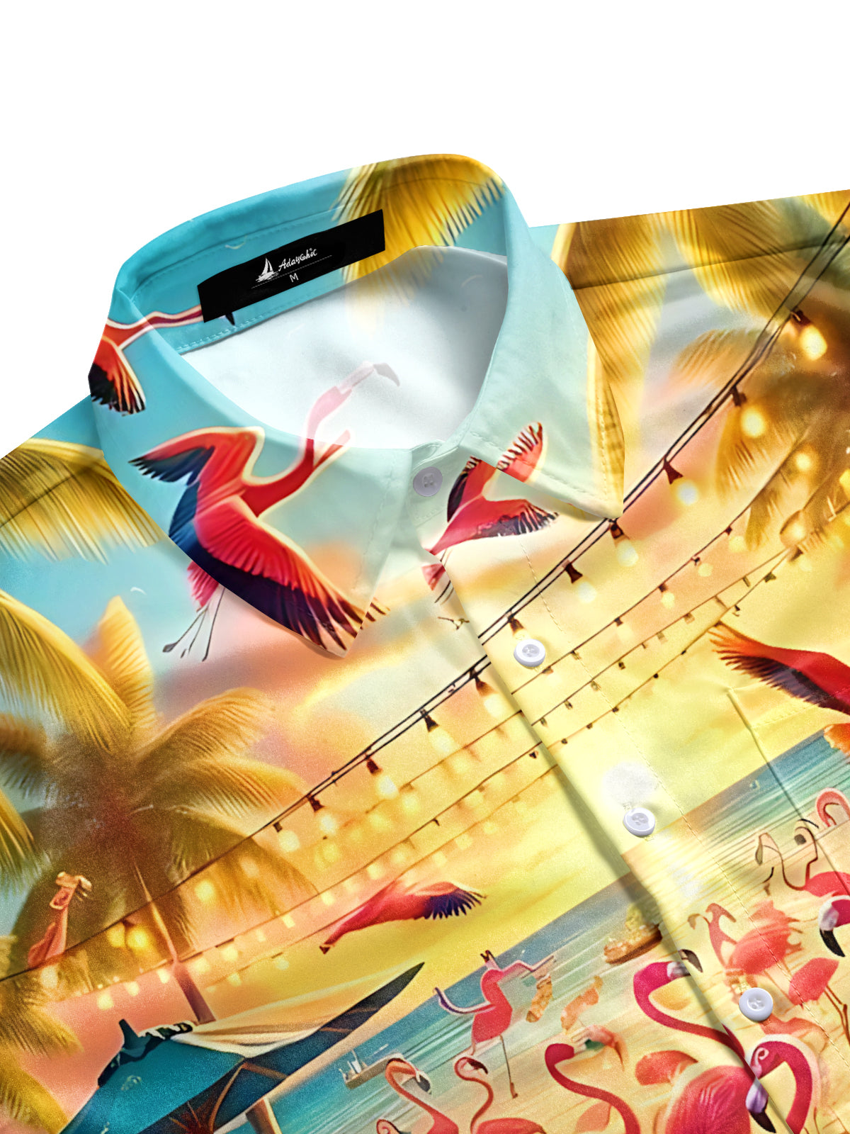 Hawaiian Flamingo Print Men's Pocket Short Sleeve Shirts