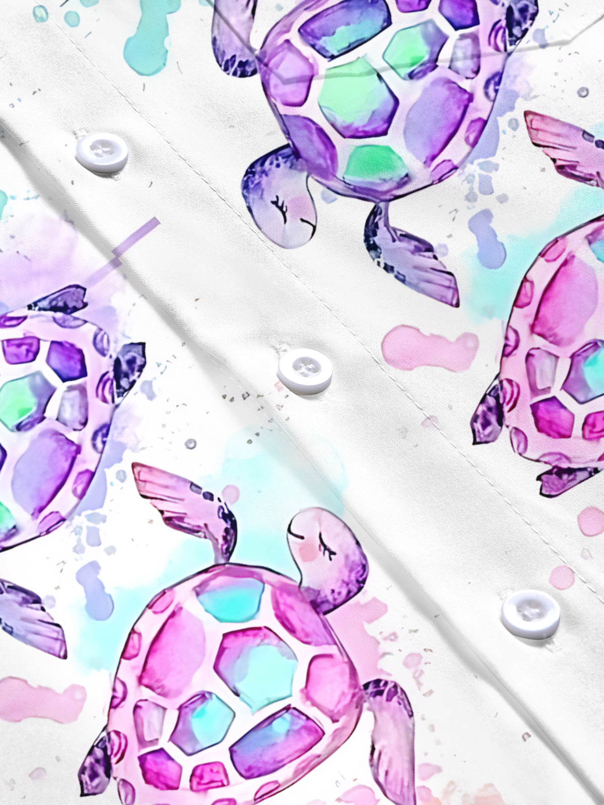 Turtle Print Men's Pocket Short Sleeve Shirts