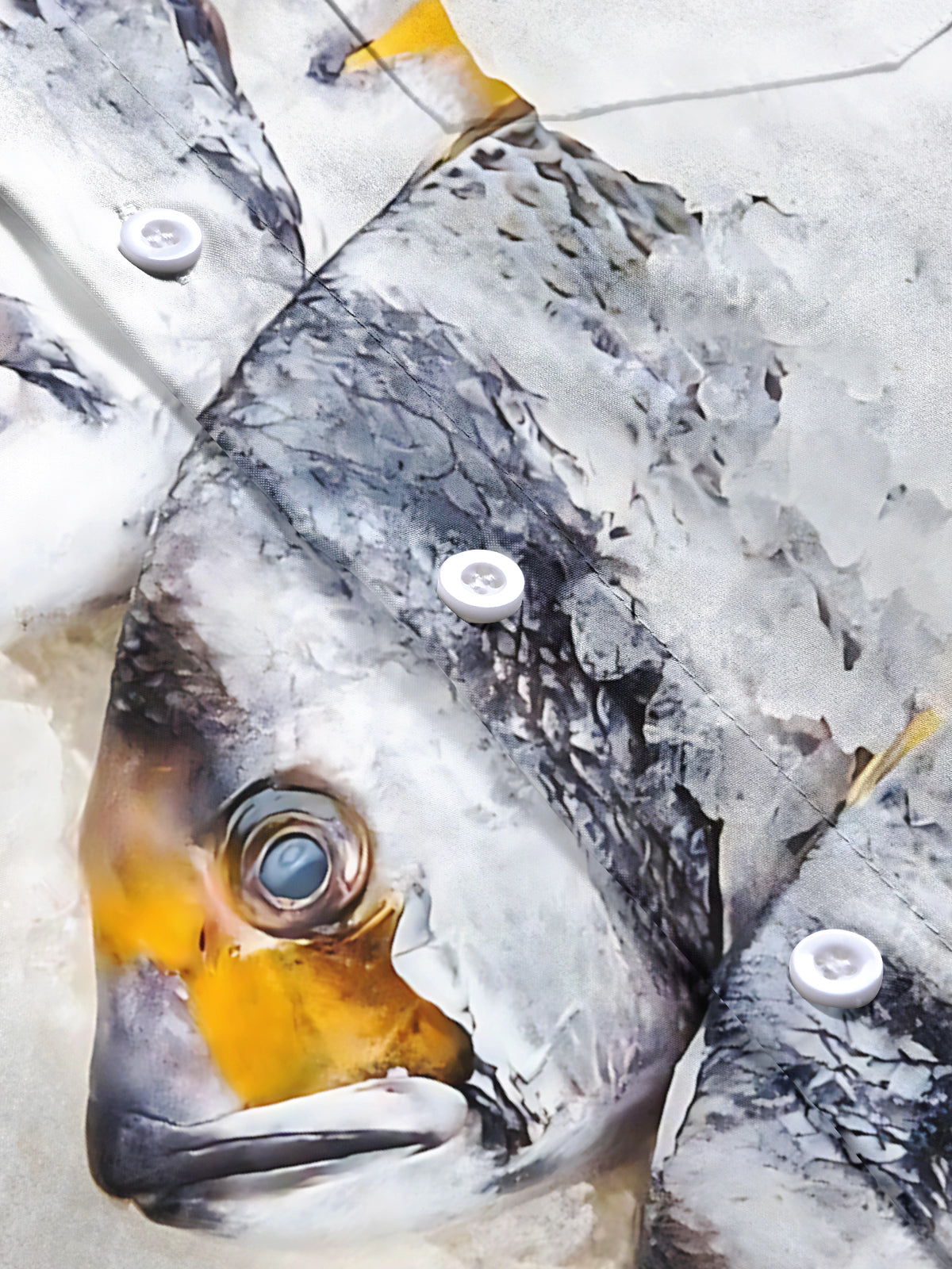 Fish Print Men's Pocket Short Sleeve Shirts