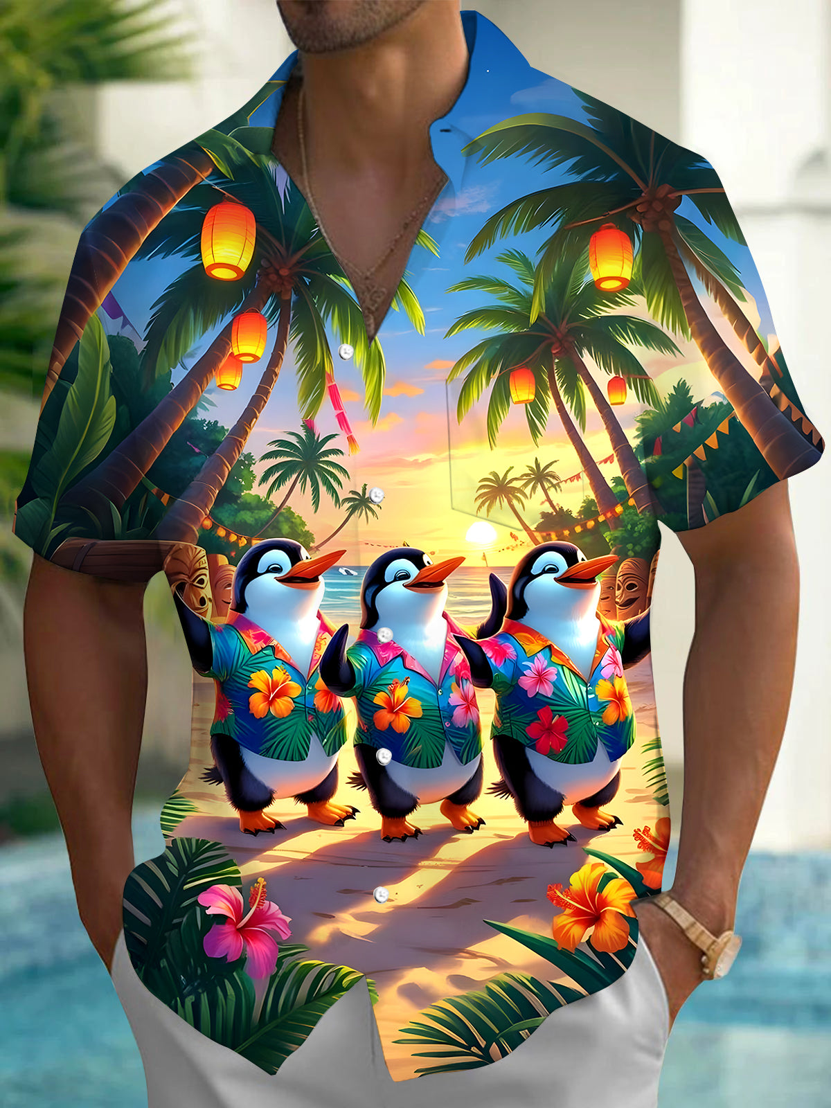 Hawaiian Penguin Men's Pocket Short Sleeve Shirts