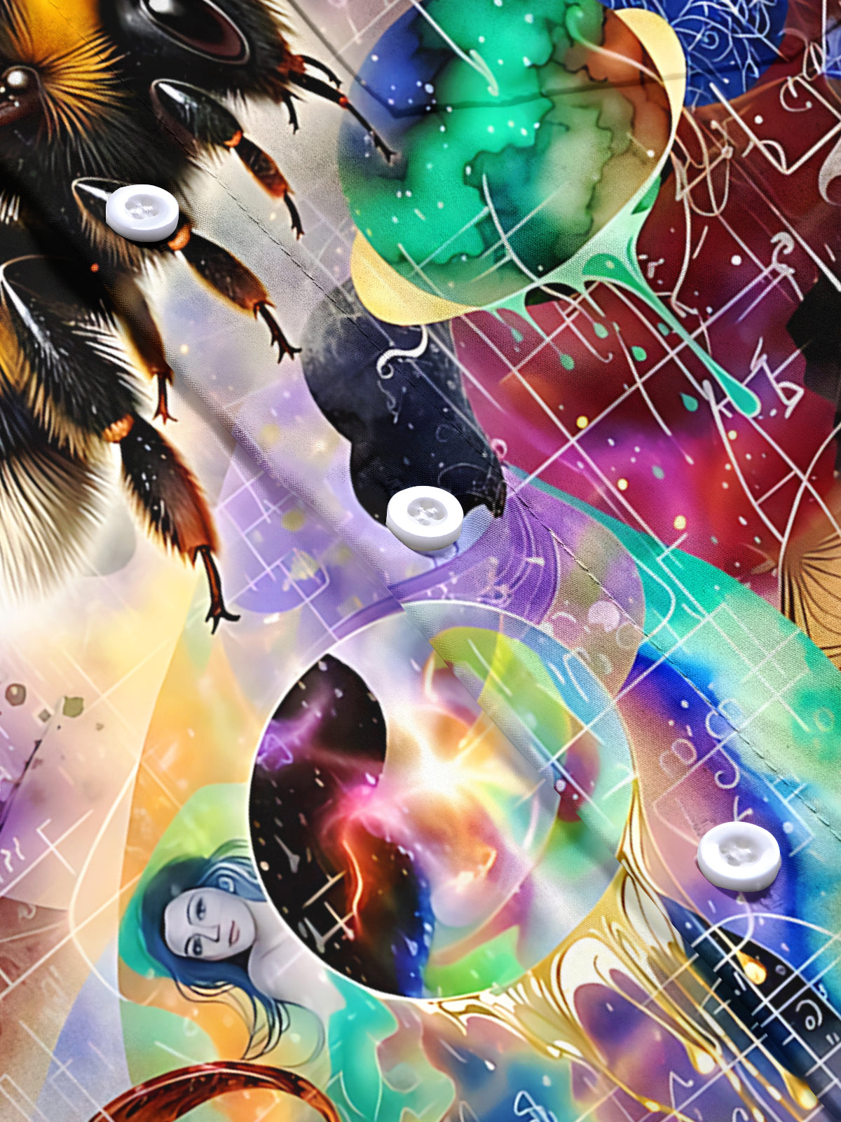 Bee Print Men's Pocket Short Sleeve Shirts