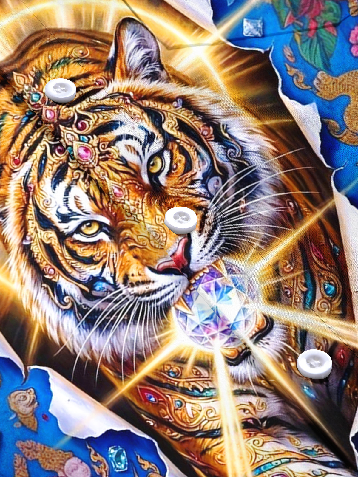 Tiger Religion Art Print Men's Pocket Short Sleeve Shirts