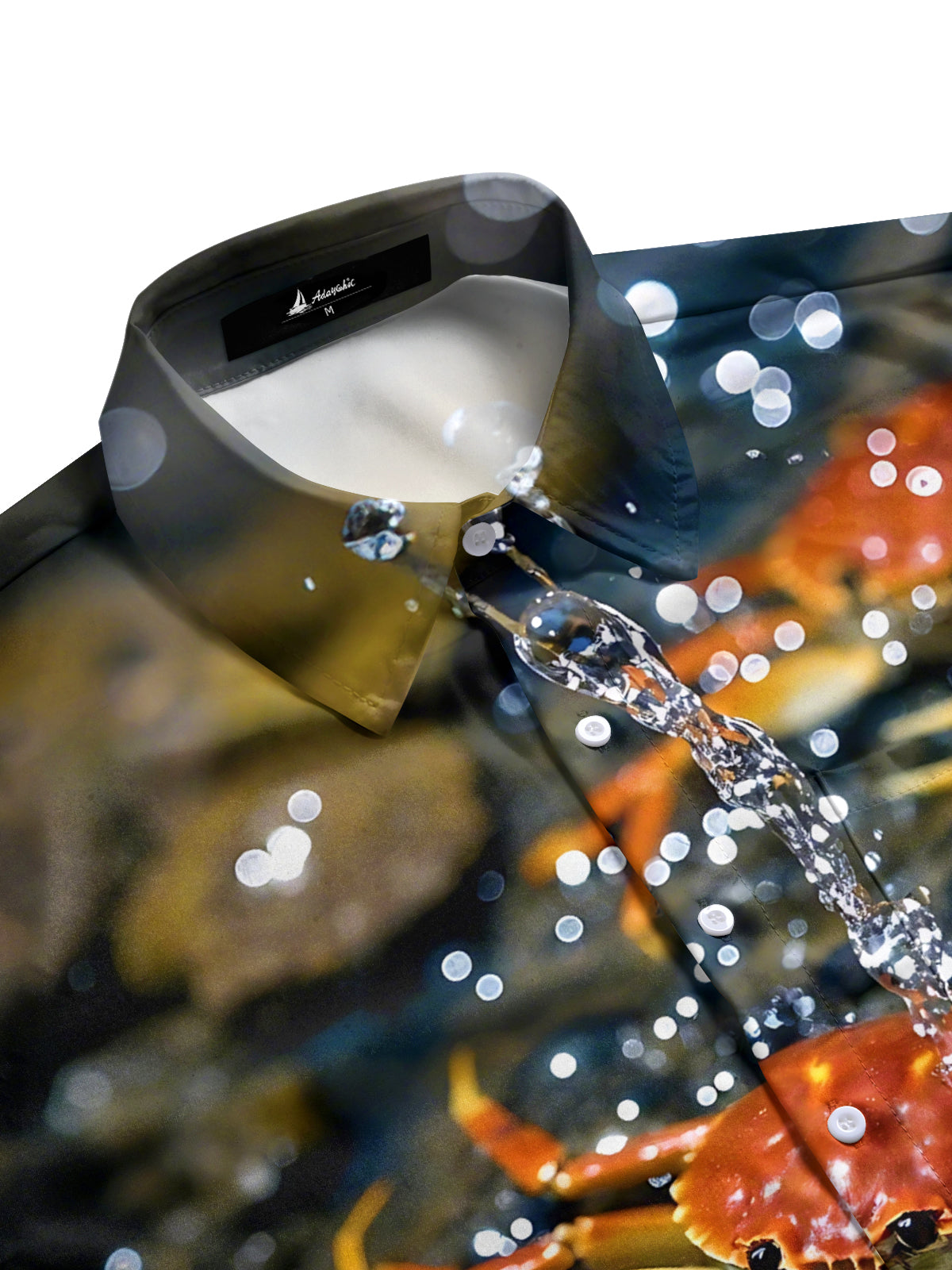 Crab Print Men's Pocket Short Sleeve Shirts