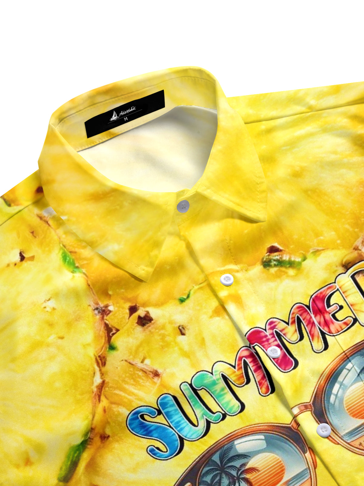 Hawaiian Pineapple Sunglasses Print Men's Pocket Short Sleeve Shirts