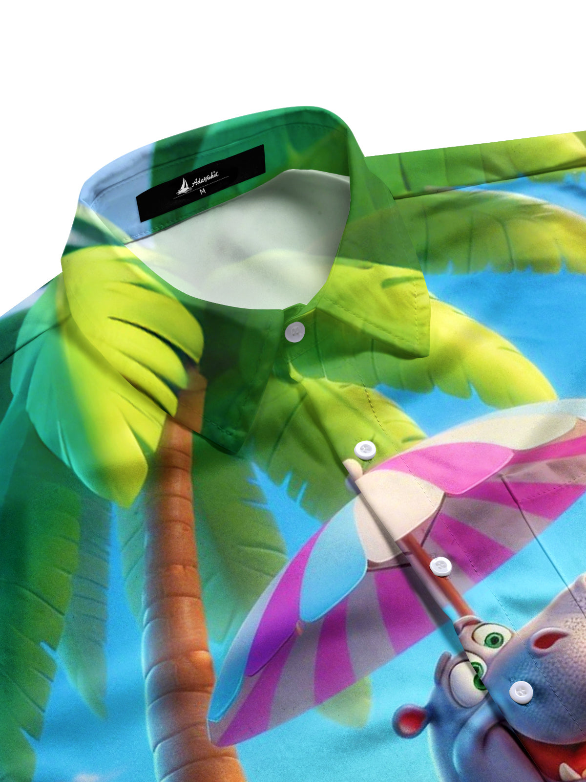 Hawaiian Hippo Print Men's Pocket Short Sleeve Shirts