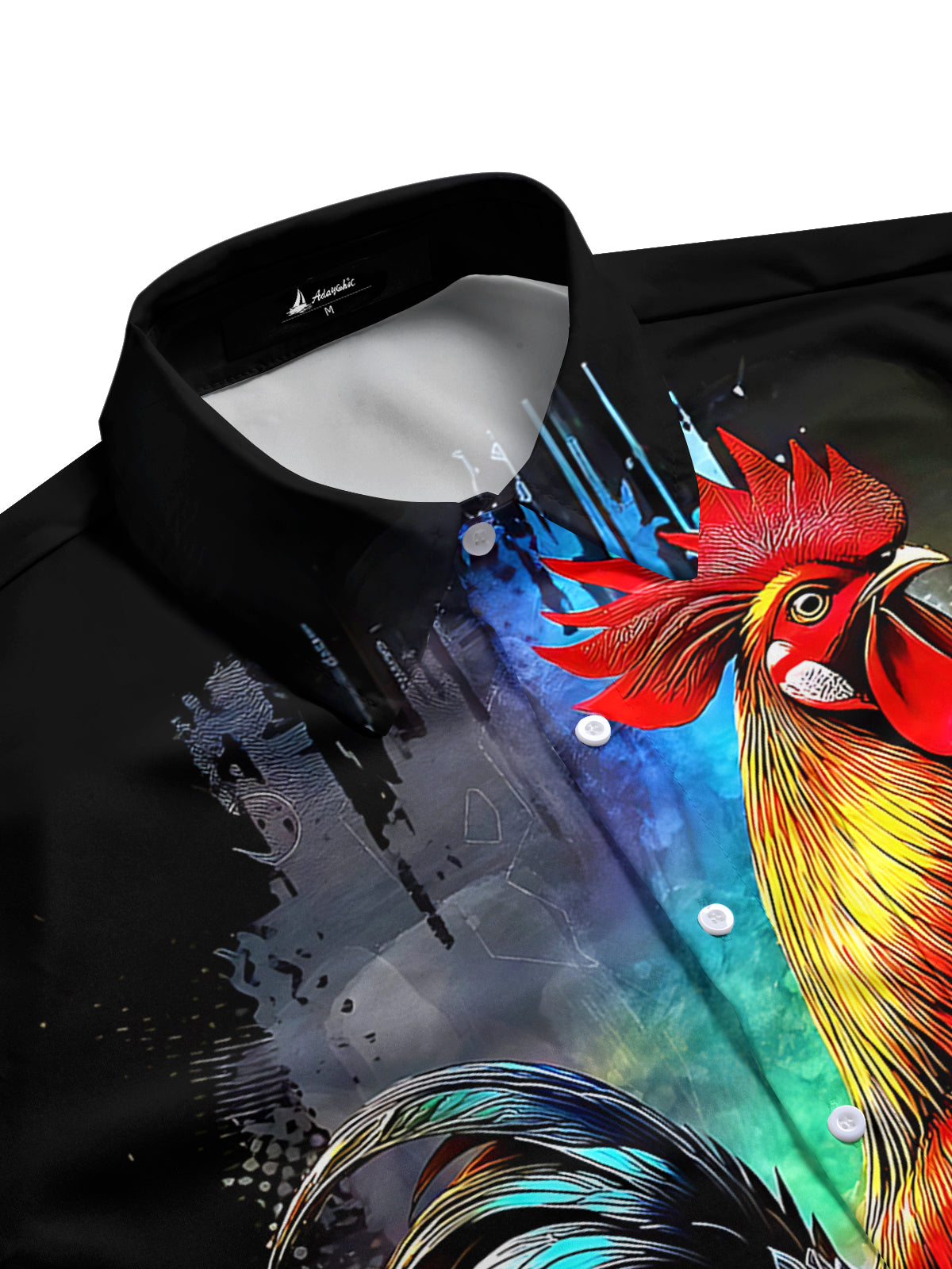Rooster Print Men's Pocket Short Sleeve Shirts