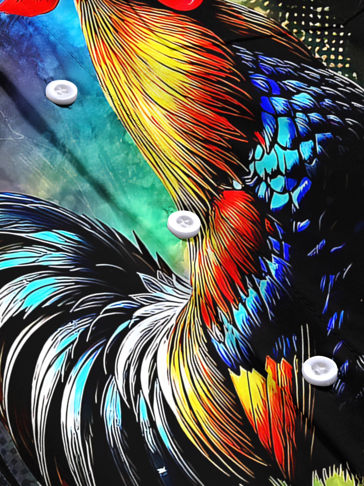 Rooster Print Men's Pocket Short Sleeve Shirts