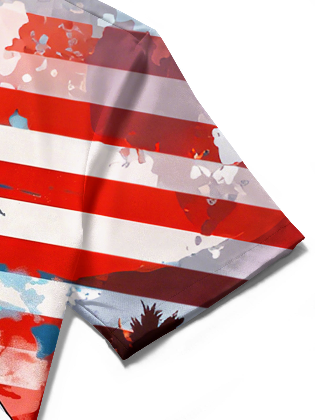 American Flag Shark Print Men's Pocket Short Sleeve Shirts