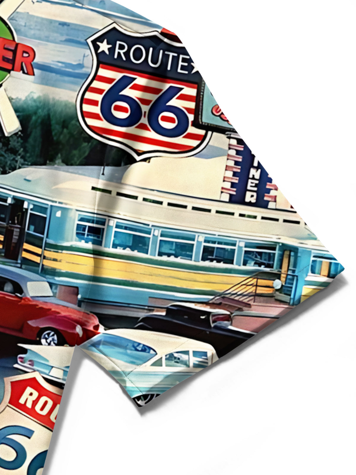 Route 66 Vintage Print Men's Pocket Short Sleeve Shirts