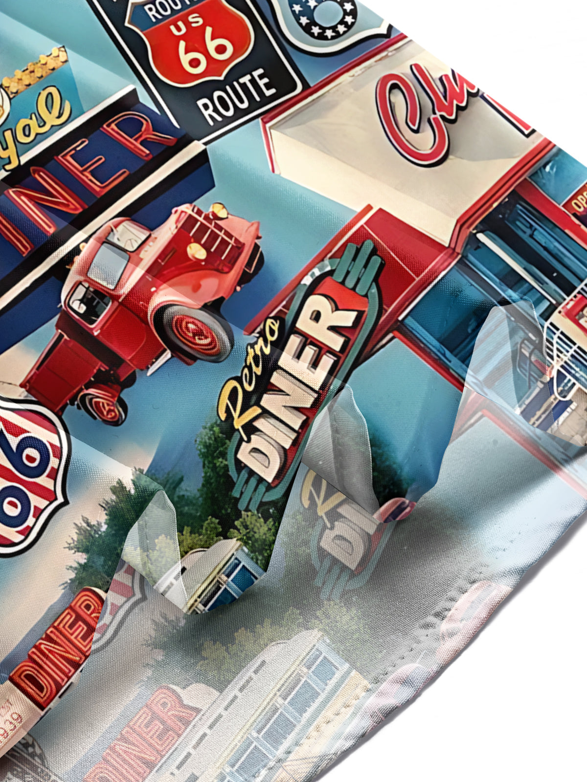 Route 66 Vintage Print Men's Pocket Short Sleeve Shirts