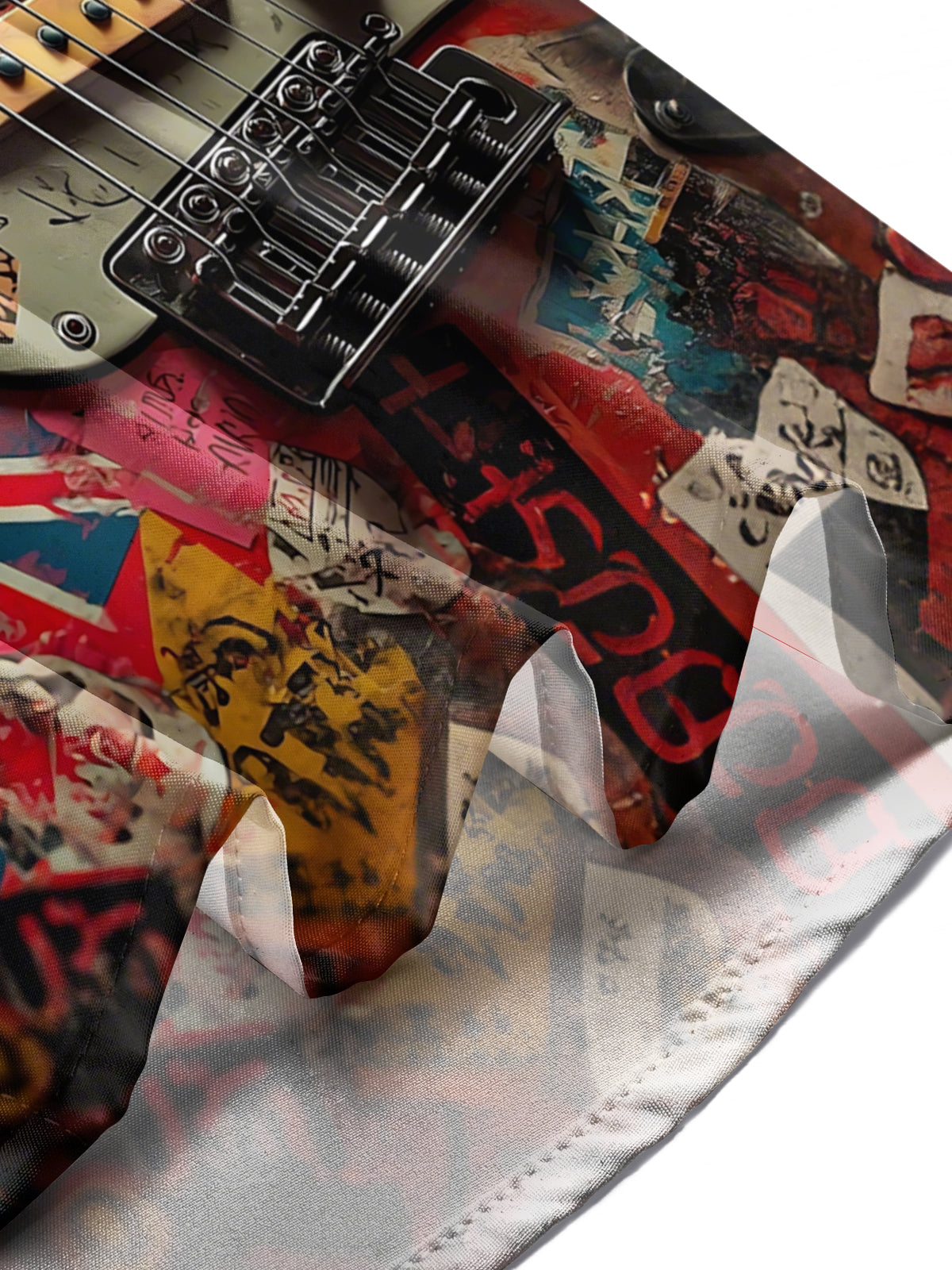 Guitar Print Men's Pocket Short Sleeve Shirts