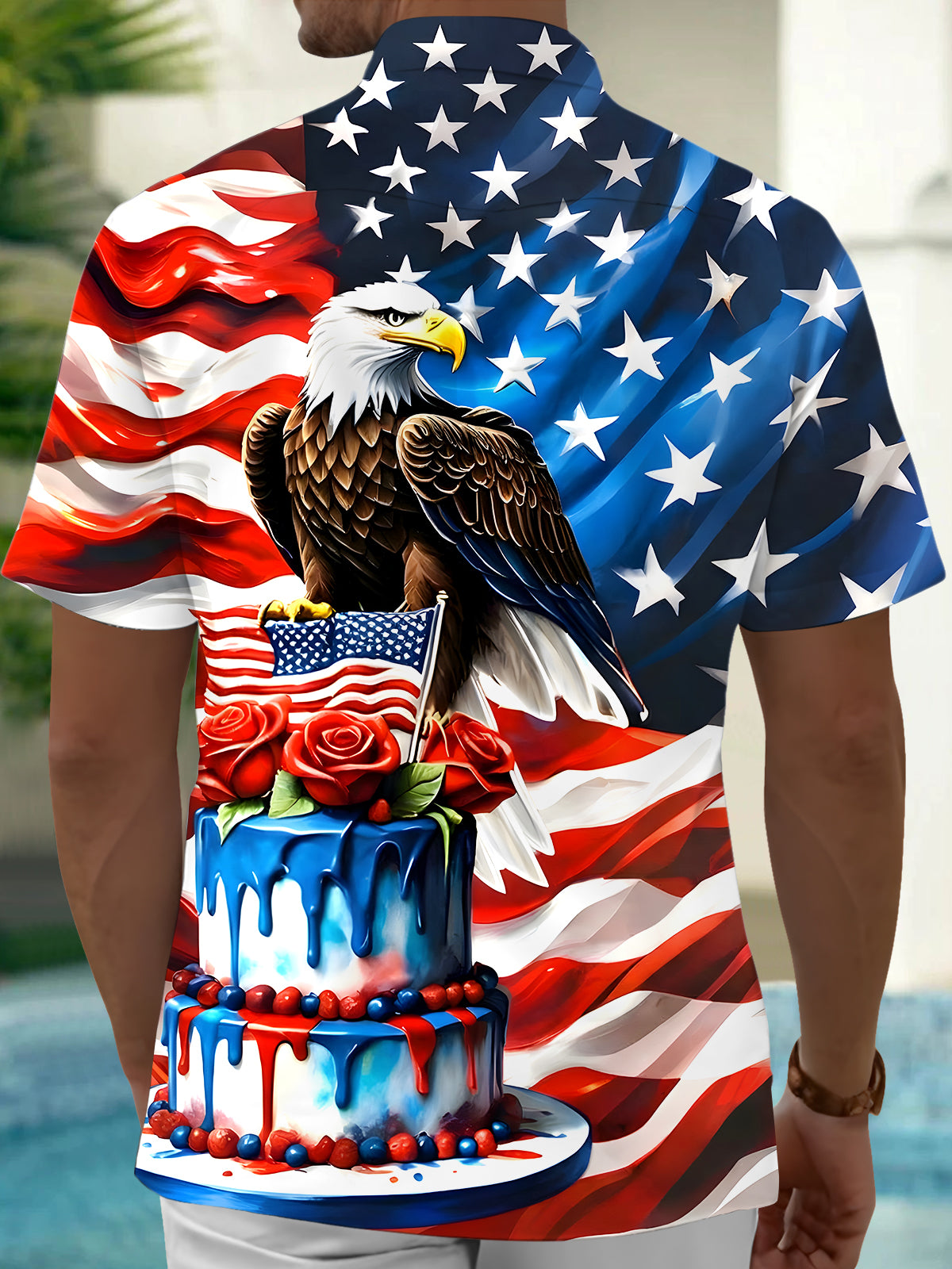 Independence Day Eagle Men's Pocket Short Sleeve Shirts