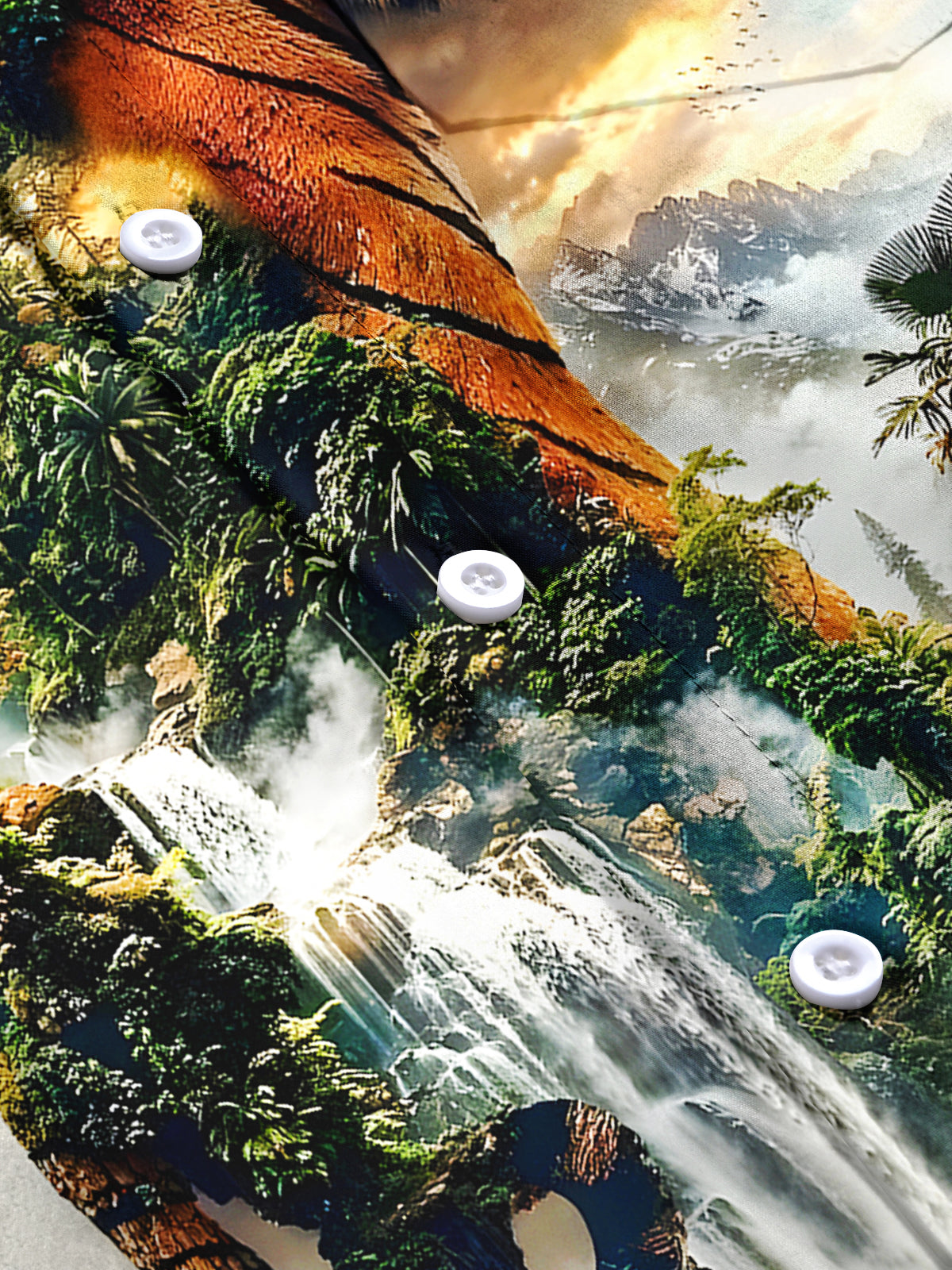 Tiger Mountain Waterfall Men's Pocket Short Sleeve Shirts