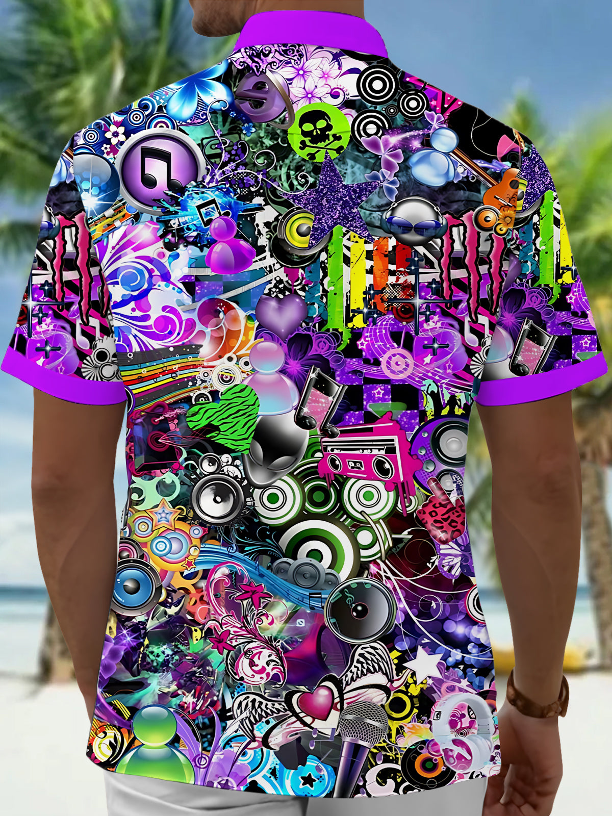 Music Art Print Men's Pocket Short Sleeve Shirts