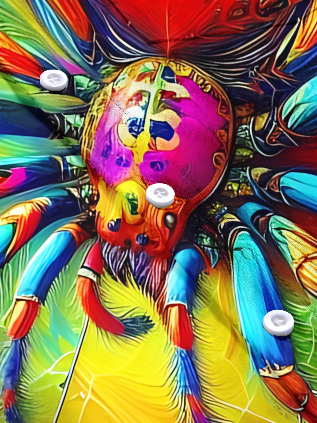 Spider Print Men's Pocket Short Sleeve Shirts