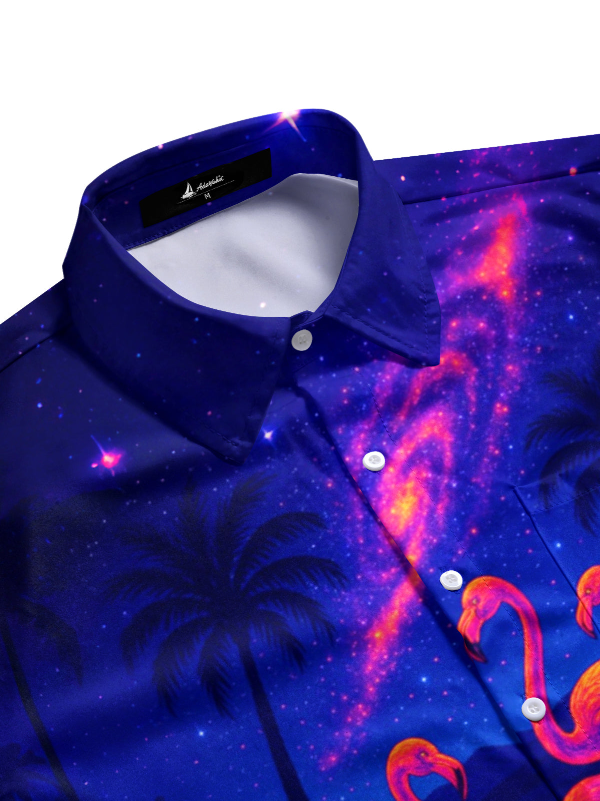 Hawaiian Flamingo Coconut Tree Print Men's Pocket Short Sleeve Shirts