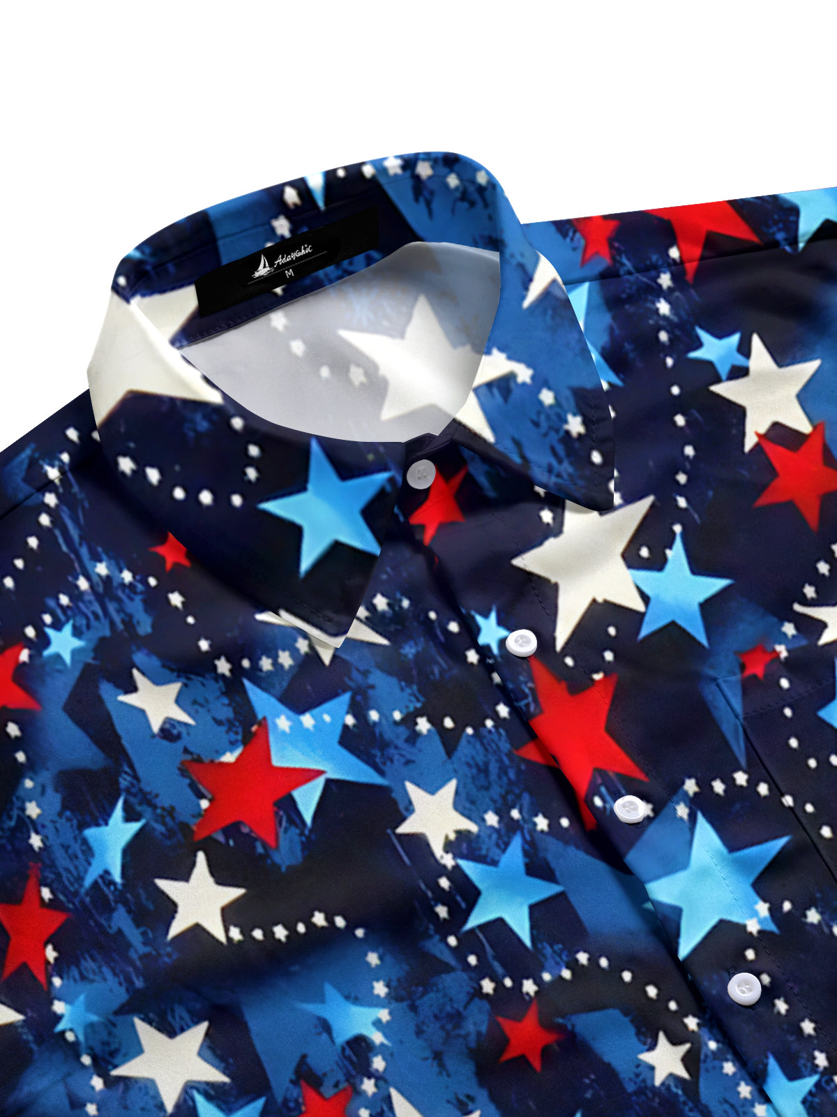 Independence Day Star Print Men's Pocket Short Sleeve Shirts