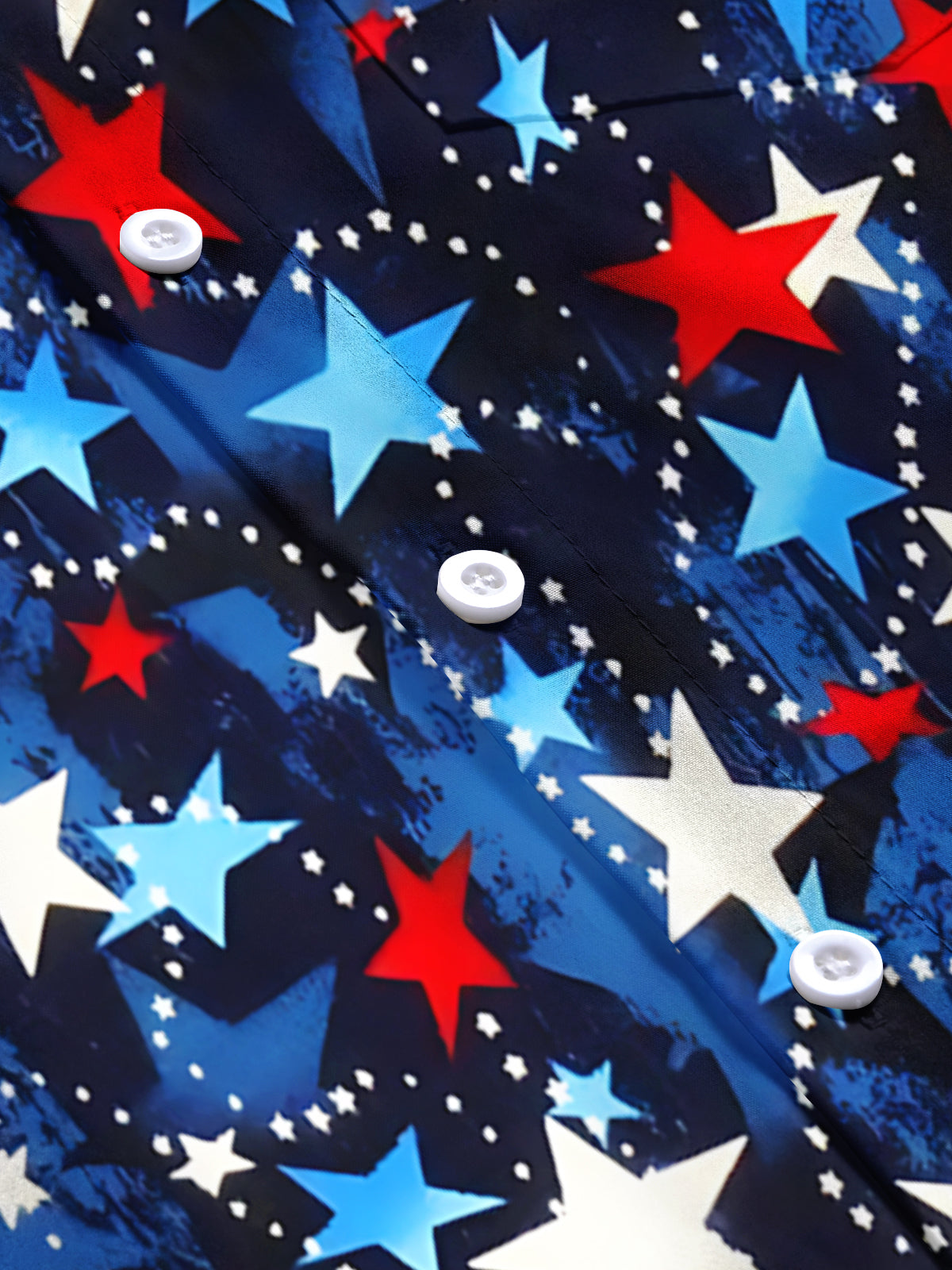 Independence Day Star Print Men's Pocket Short Sleeve Shirts