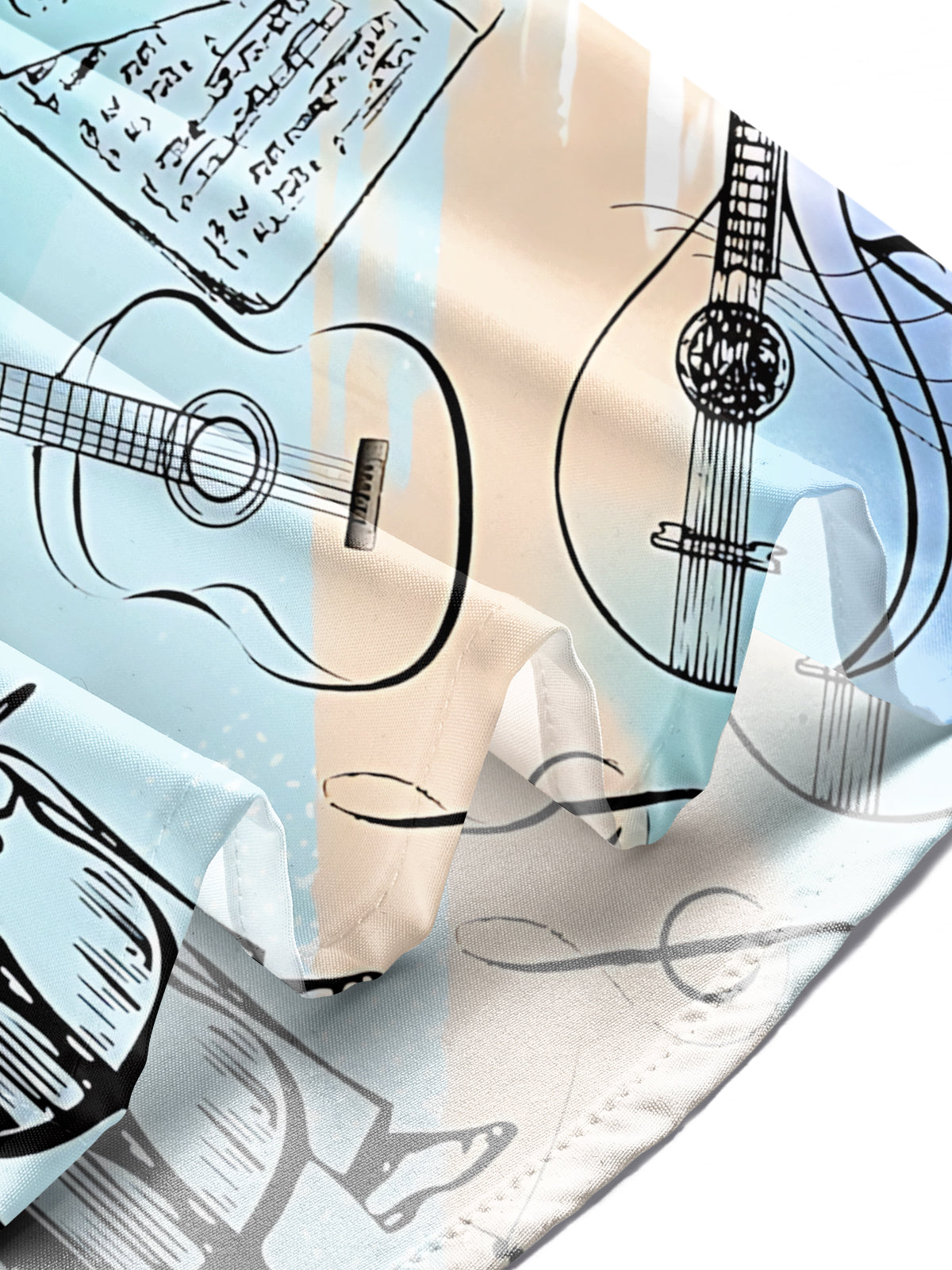 Musical Instrument Print Men's Pocket Short Sleeve Shirts