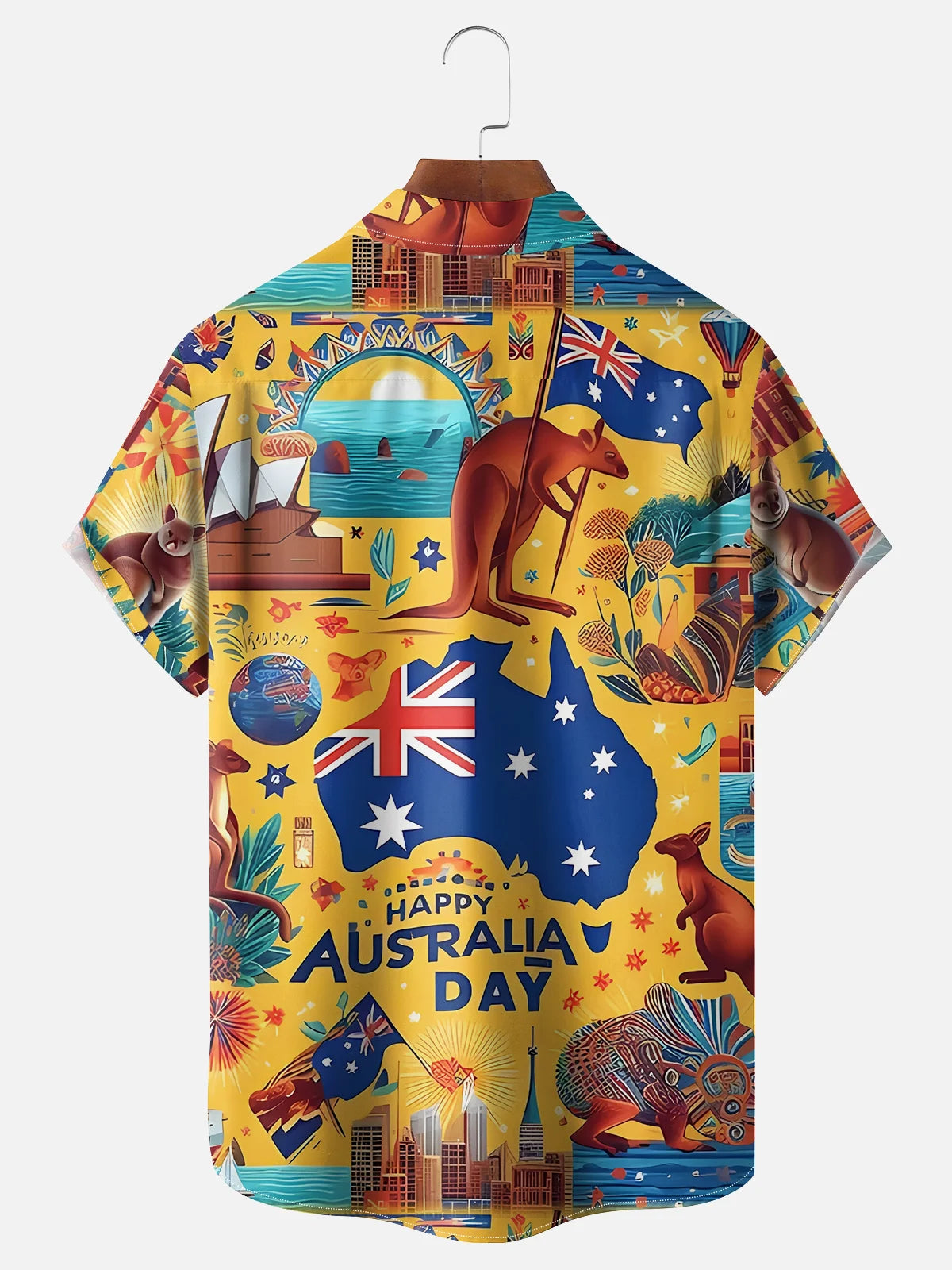 Australia Day Illustration Art Men's Pocket Short Sleeve Shirts