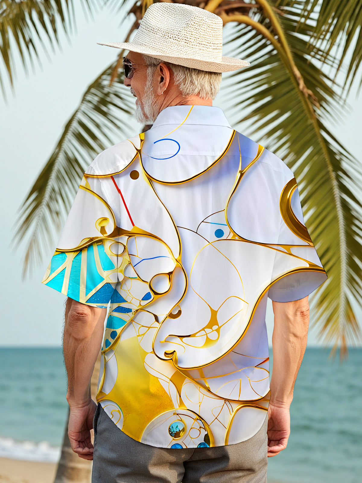 Molten Gold Fluid Art Men's Pocket Short Sleeve Shirts