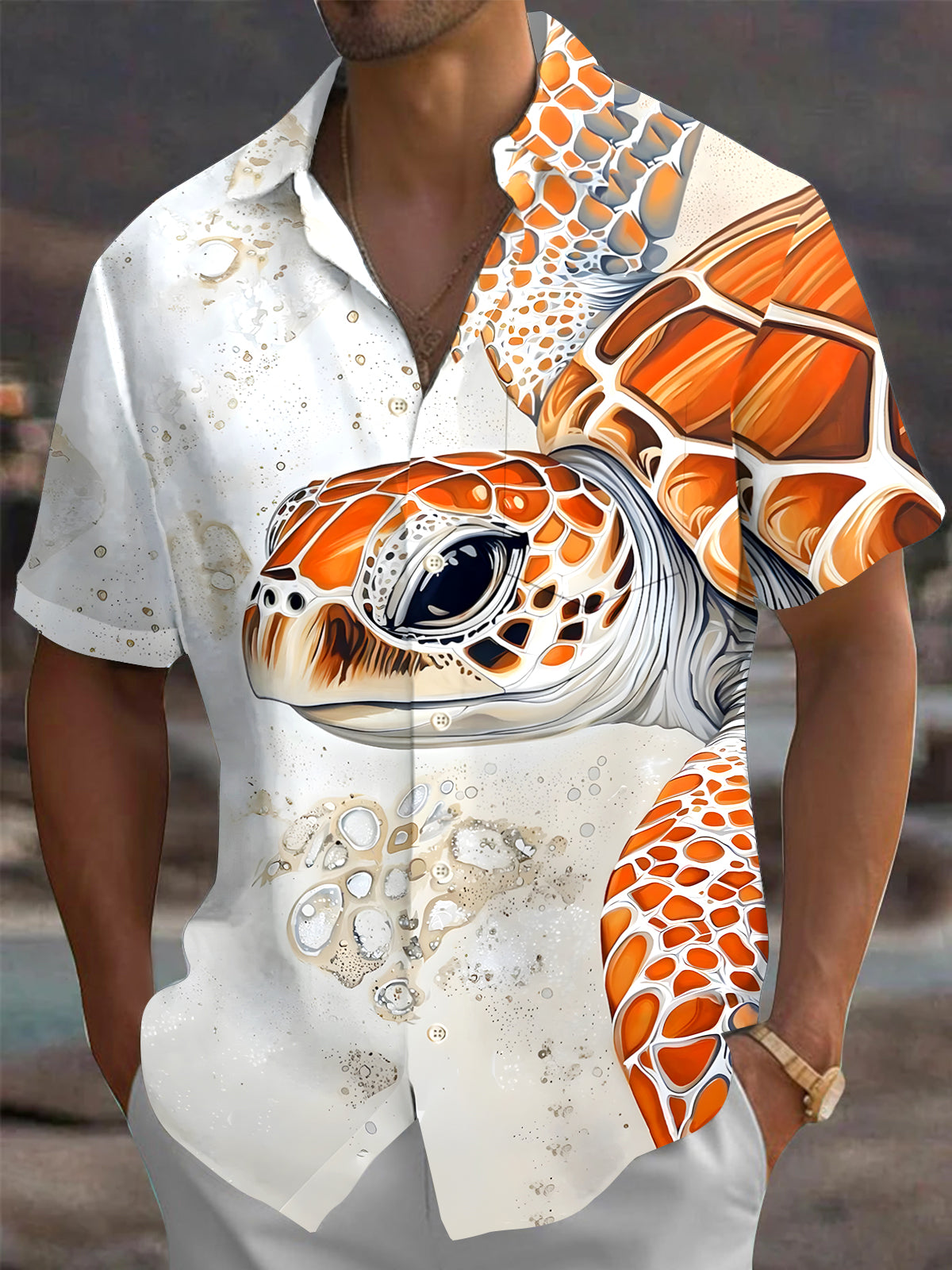 Hawaiian Turtle Men's Pocket Short Sleeve Shirts