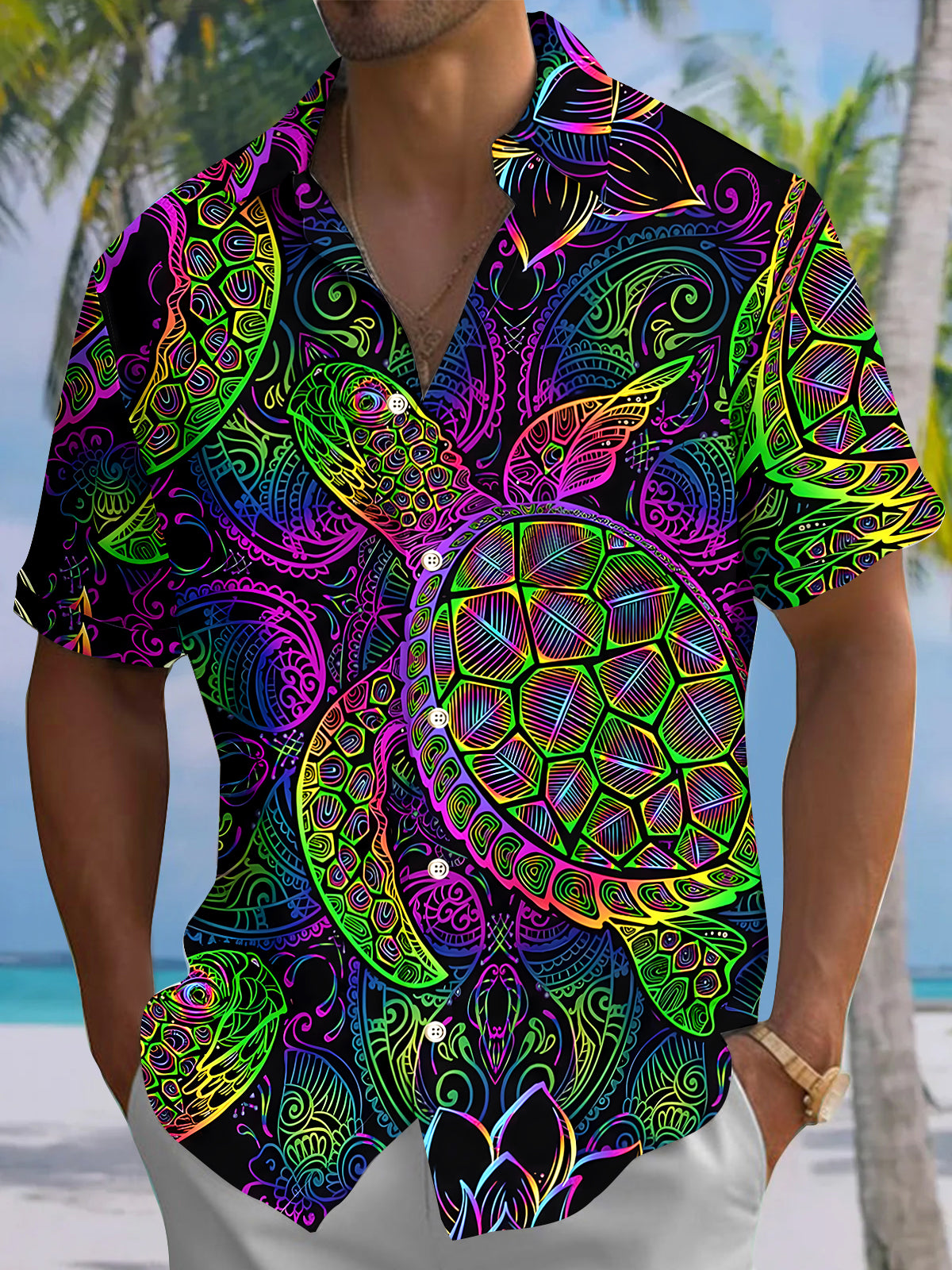 Hawaiian Turtle Men's Pocket Short Sleeve Shirts