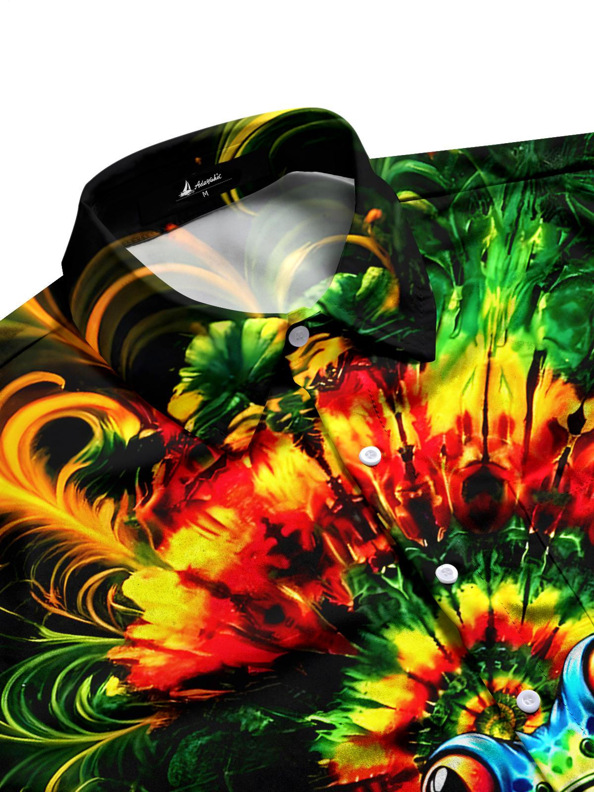 Tie Dye Hippie Frog Men's Pocket Short Sleeve Shirts