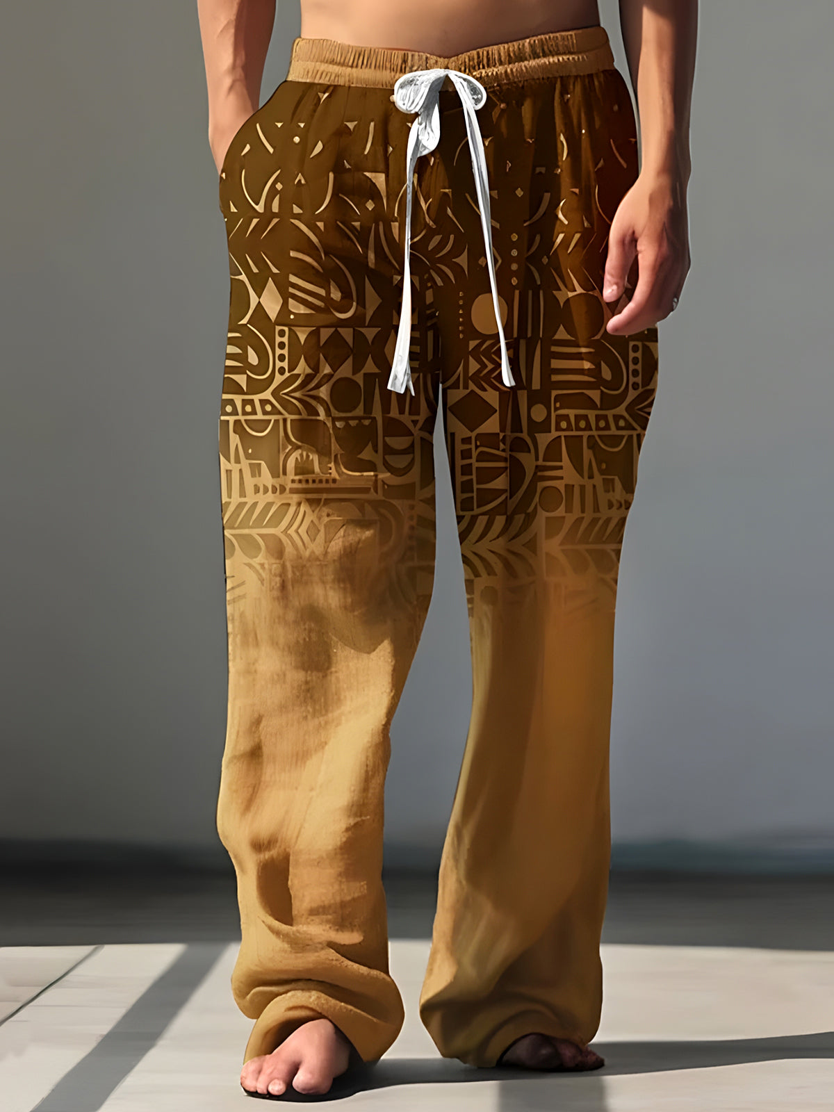 Geometry Men's Casual Elastic Waist Pants