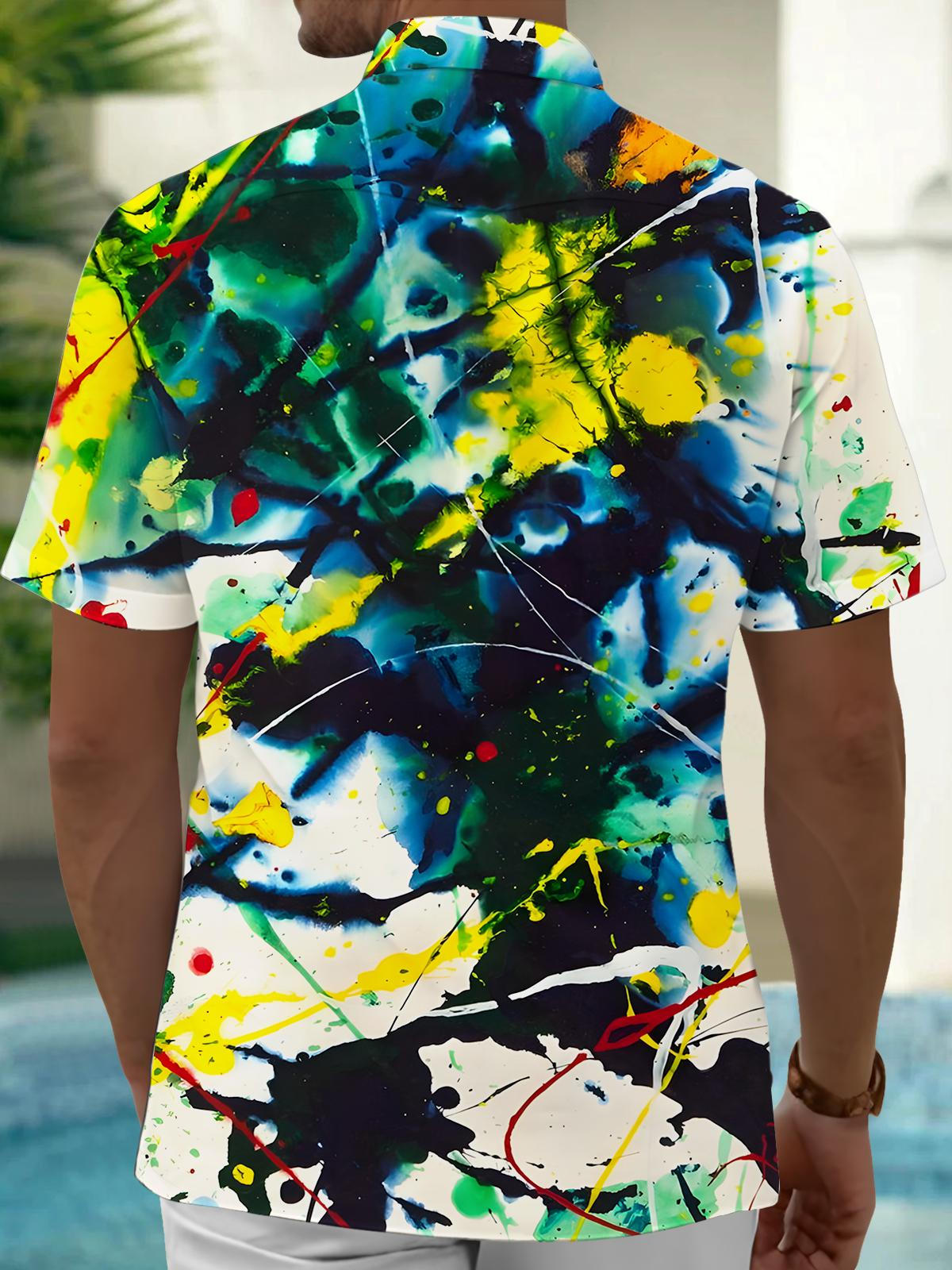 Abstract Gradient Print Men's Pocket Short Sleeve Shirts