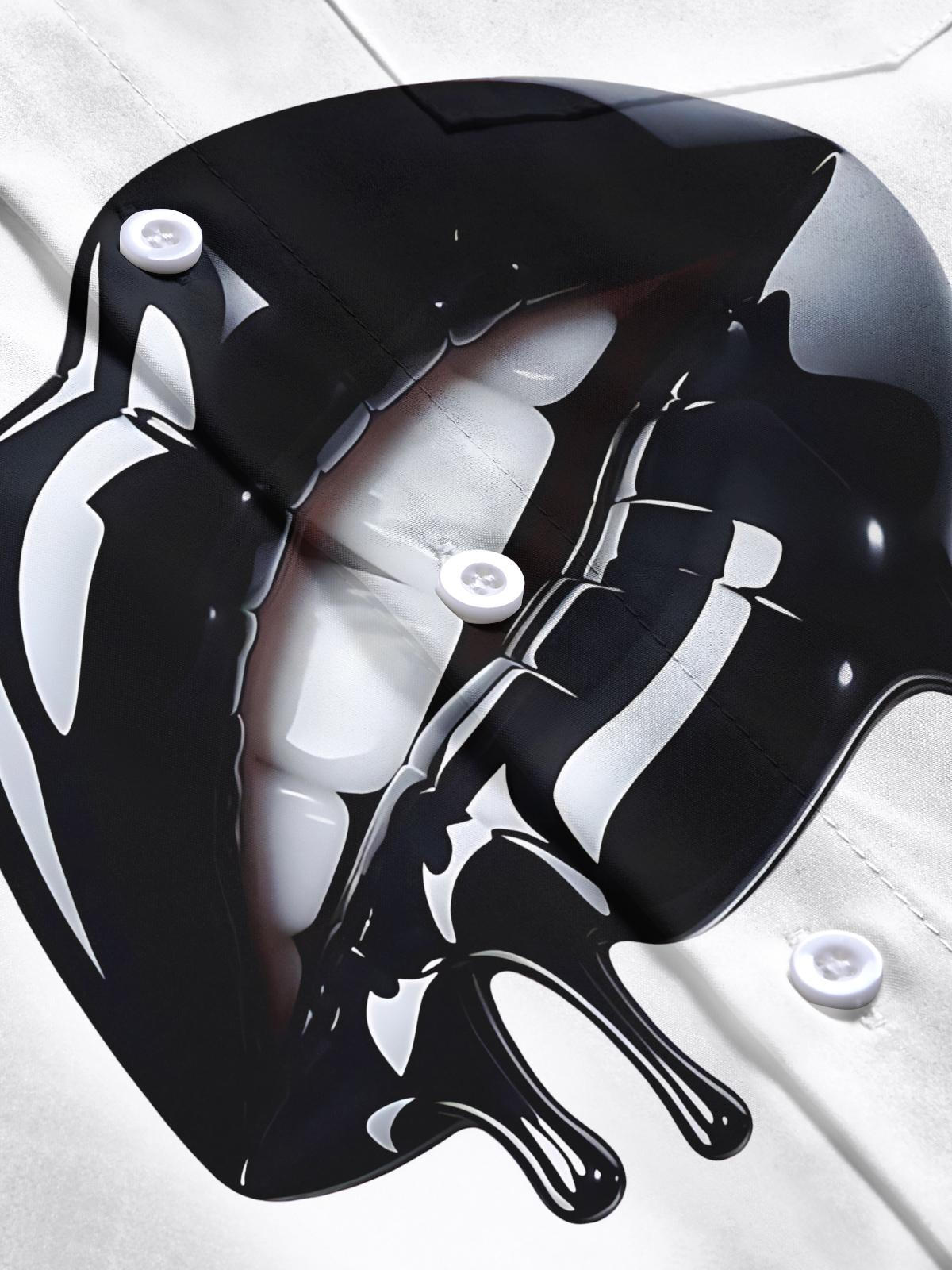 Lip Print Men's Pocket Short Sleeve Shirts