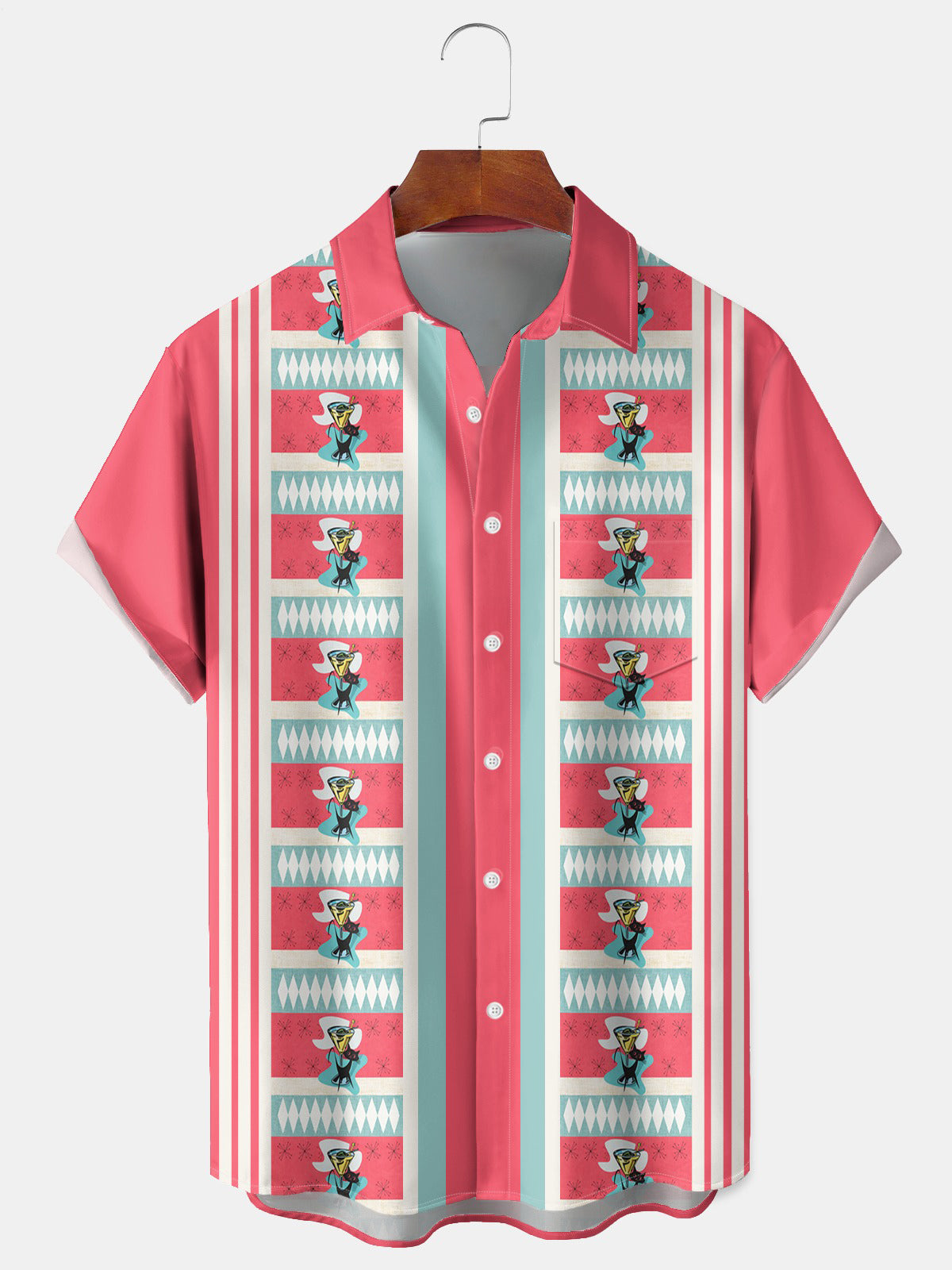 Geometric Print Men's Pocket Short Sleeve Shirts