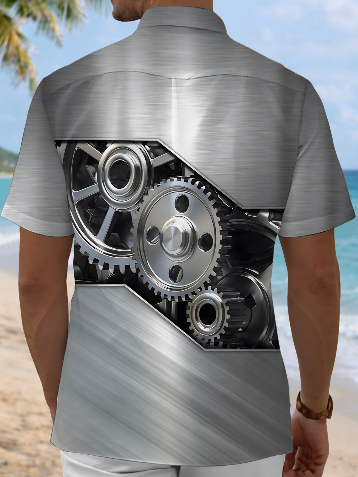 Gear Print Men's Pocket Short Sleeve Shirts