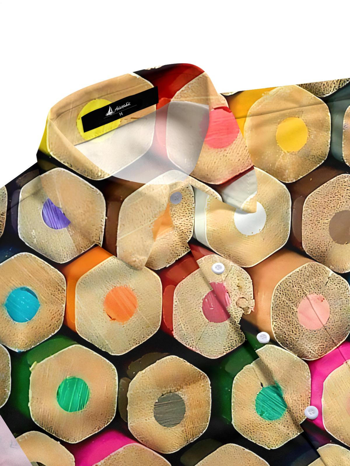 Brush Print Men's Pocket Short Sleeve Shirts