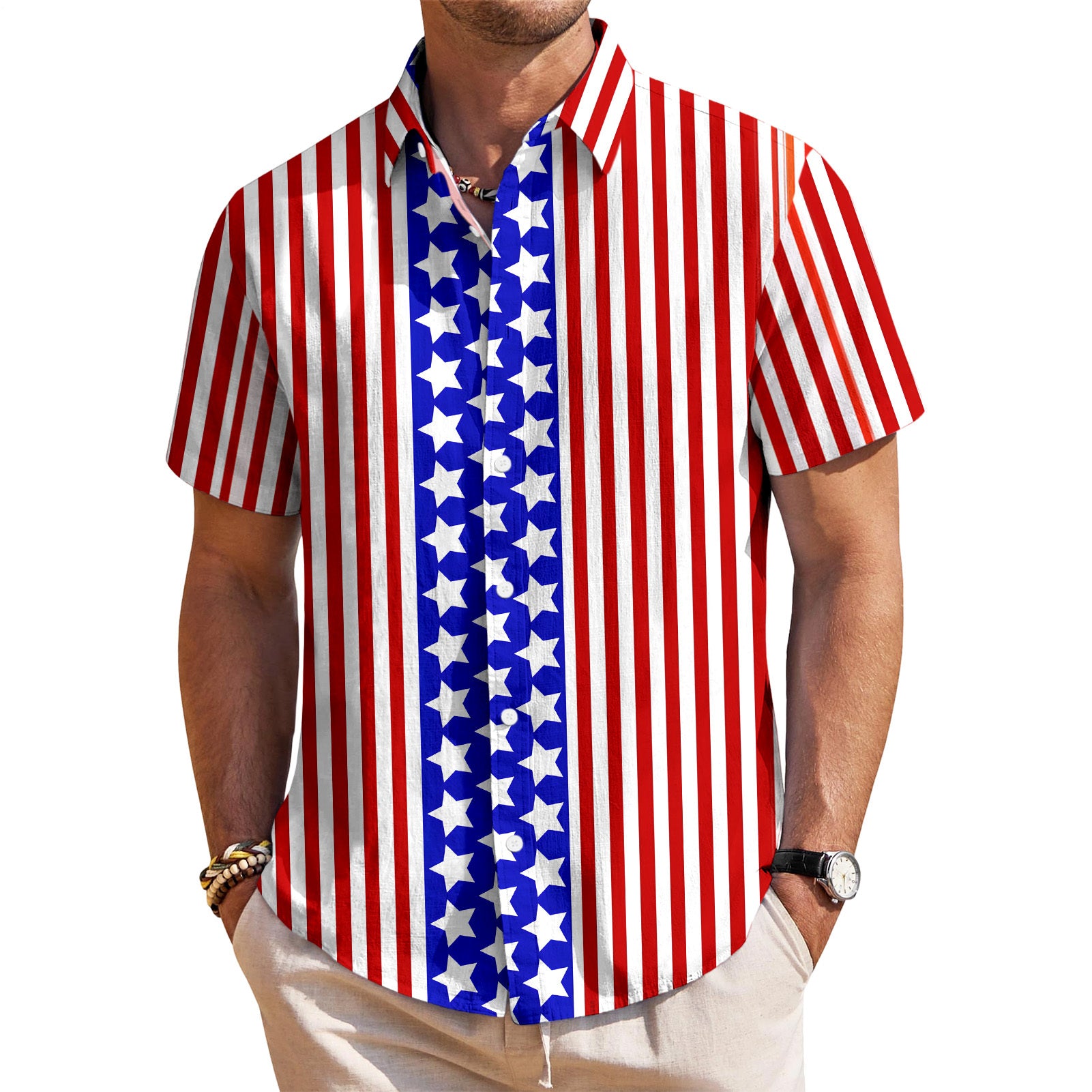 Patriotic Button Down Shirts for Men US Flag Short Sleeve Stars and Stripes Shirts Fashion Tops for Travel noble