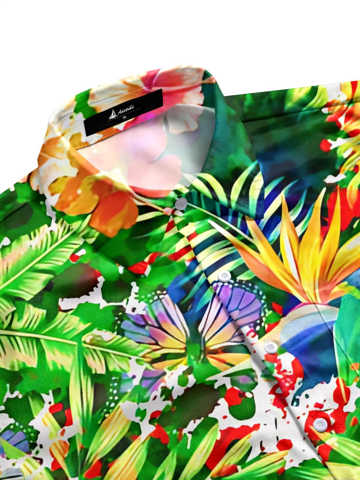 Plant Flower Leaf Men's Pocket Short Sleeve Shirts