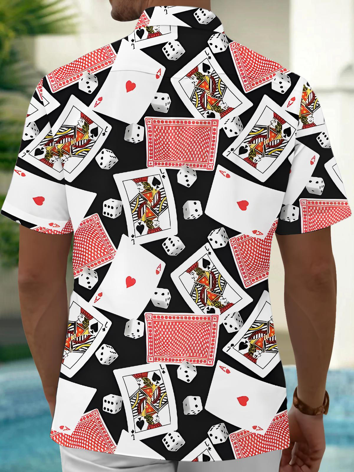 Poker Dice Print Men's Pocket Short Sleeve Shirts