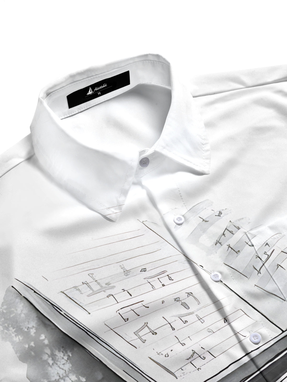 Piano Print Men's Pocket Short Sleeve Shirts