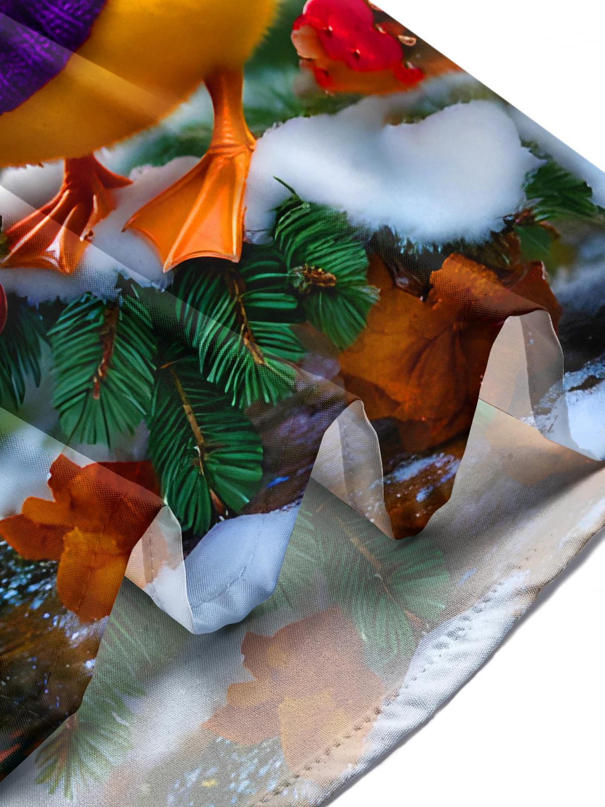 Funny Winter Snow Scene Ducks Men's Pocket Long Sleeve Shirts