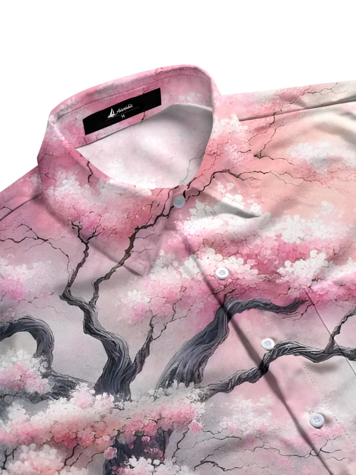 Tree Print Men's Pocket Short Sleeve Shirts