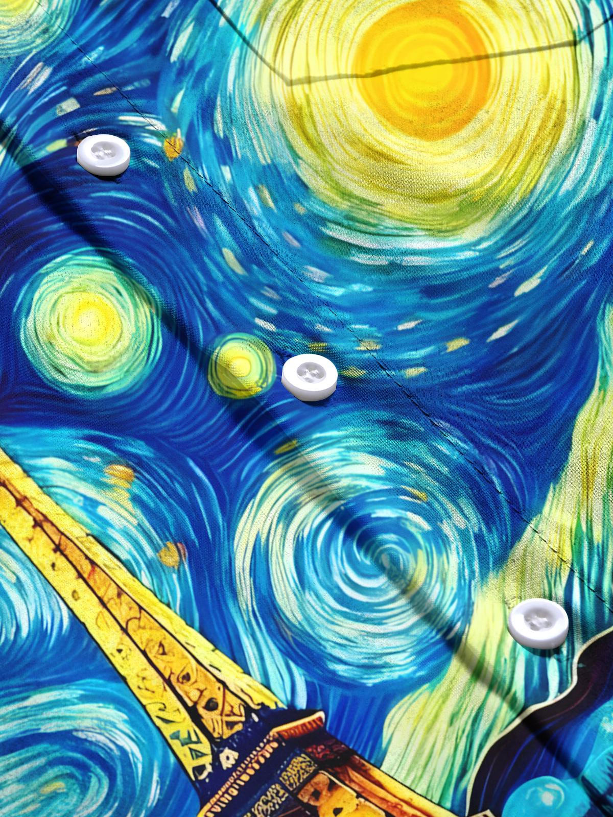 Oil Painting Art Print Men's Pocket Short Sleeve Shirts