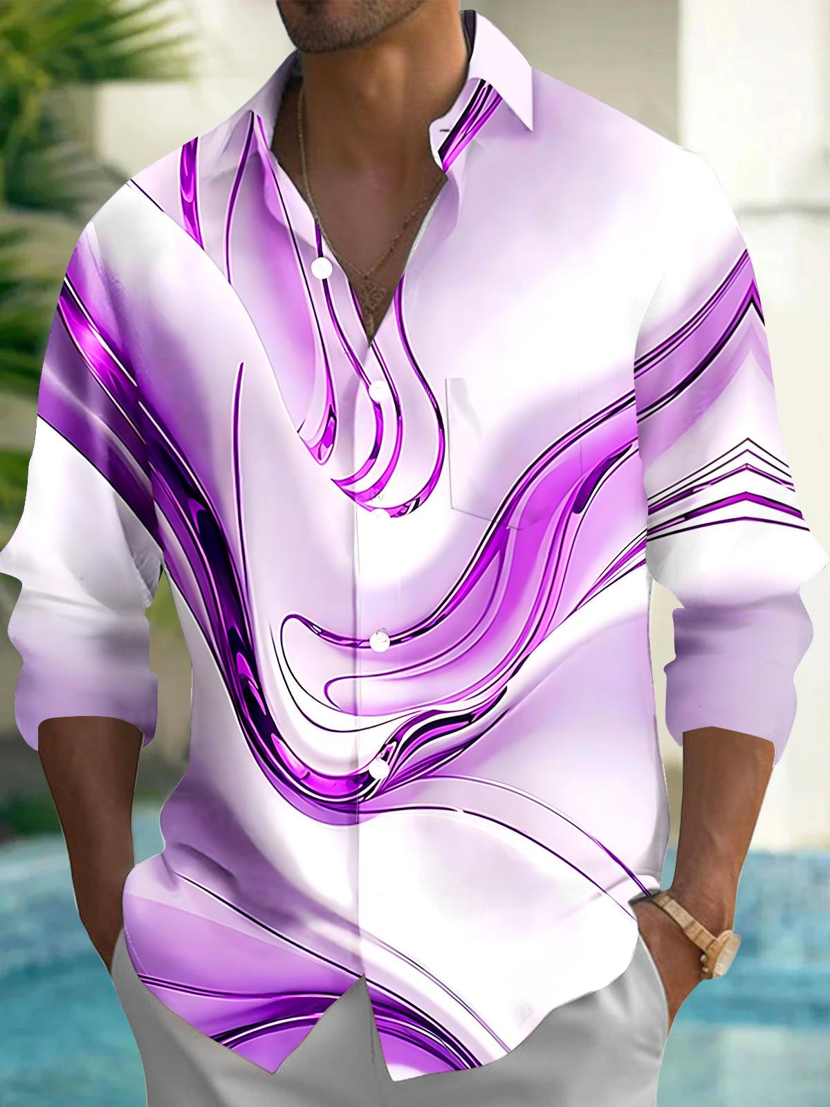 Abstract Men's Pocket Long Sleeve Shirts